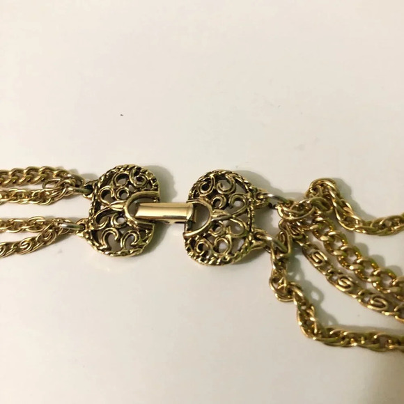 Vintage Goldette NY Pocket Necklace Long Chain  Layered Victorian Style - Picture 10 of 12